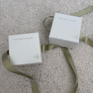 Van Cleef & Arpels White Boxes with Olive Ribbon